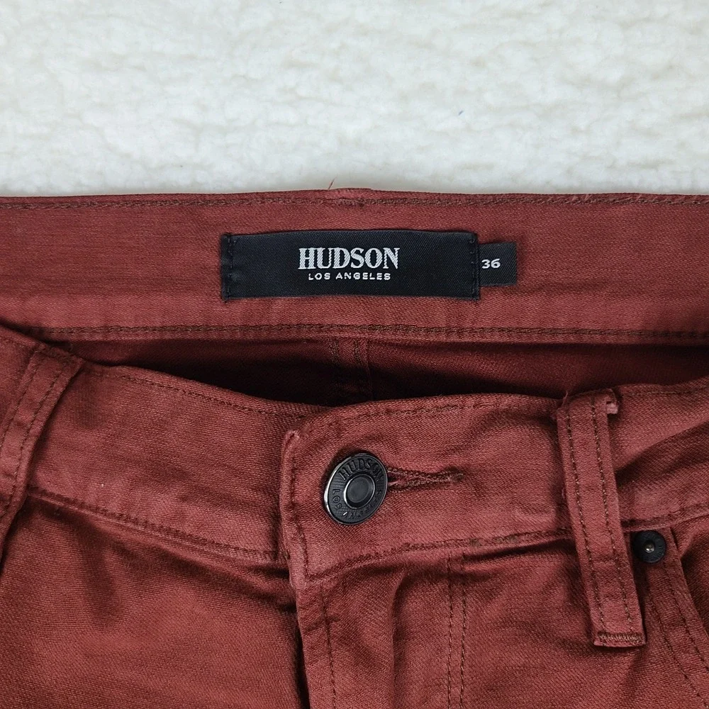 Hudson Los Angeles Jeans Mens 36x34 Brick Red Wash Blake Slim Straight